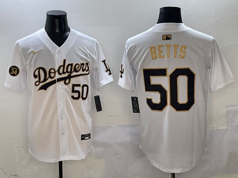 Men Los Angeles Dodgers #50 Betts White Black Game Nike 2025 MLB Jersey style 2->los angeles dodgers->MLB Jersey